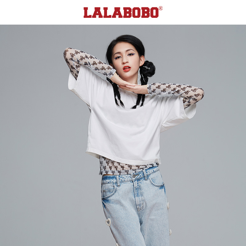 石家庄(微瑕不退不换)珠绣爱心宽松T恤L21C-WSDT23