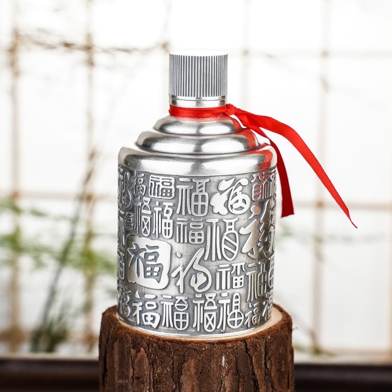 九乐 足银银制品 足银999红线瓶形百福做旧壶约176克