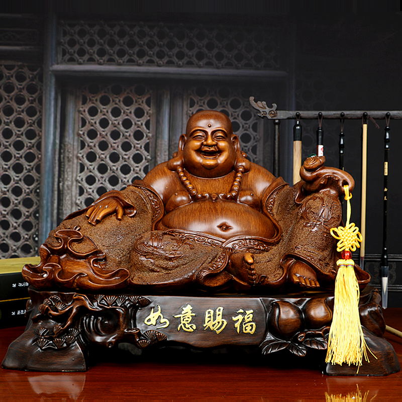 新中式大肚弥勒佛摆件家居客厅酒柜办公室家用工艺品乔迁新居礼品