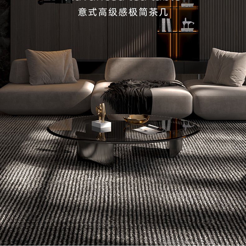 minotti 圆形钢化玻璃茶几设计师款意式极简小户型侘寂风2022新款