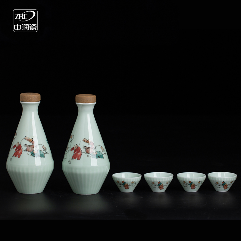 陶瓷酒杯套装家用酒具白酒杯仿古风分酒器黄清酒具酒壶小酒盅定制