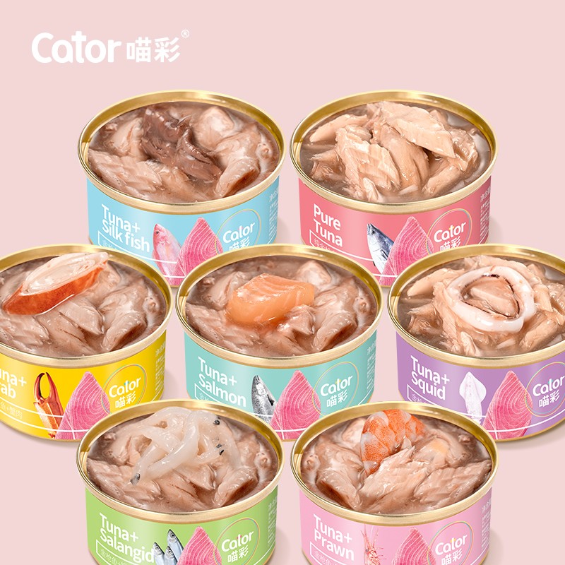 Cator喵彩七日罐金枪鱼鸡肉猫罐头80g发7罐