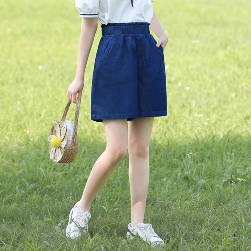 阔腿短裤初中学生夏装少女大童高中女生宽松显瘦五分牛仔裤子薄款