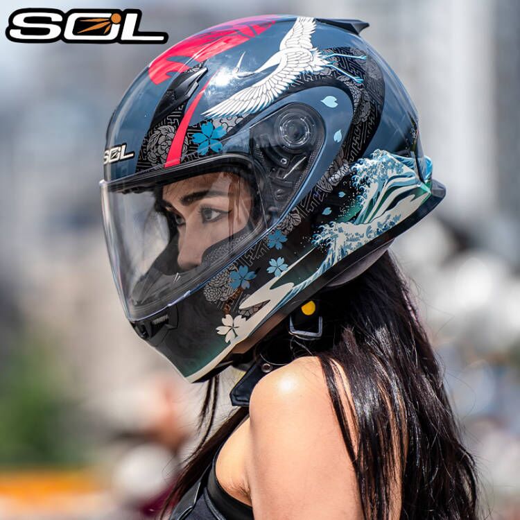 断码清仓SOL摩托车头盔全盔男女夏季防雾浮世绘机车卡丁车SF-2M