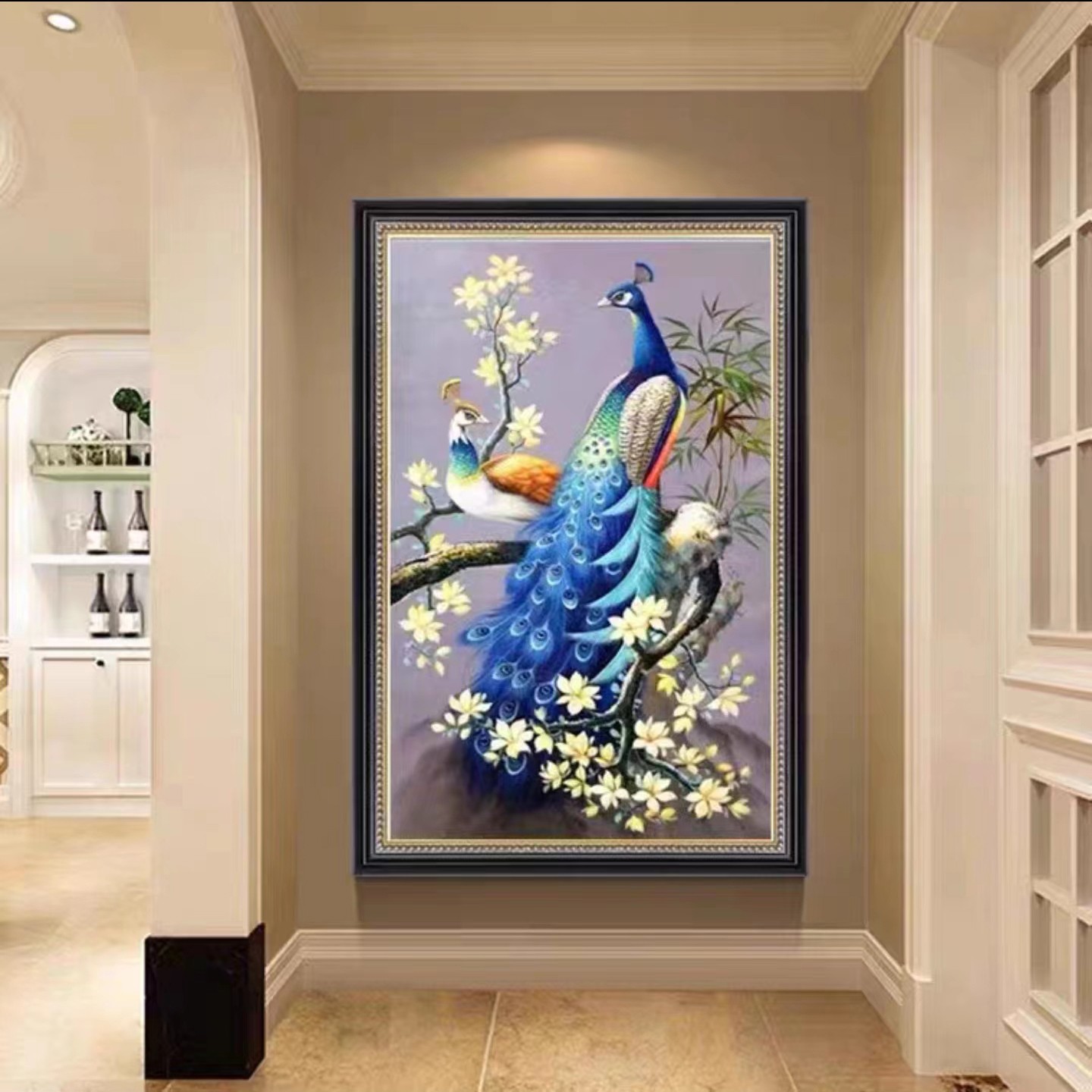 禧洋洋新款雀恋100x60大格满绣36色精准印花刺绣十字绣客厅线绣