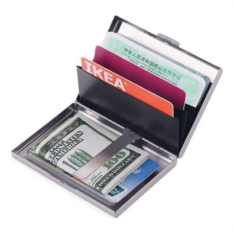 多功能不锈钢金属卡盒 自动卡夹大证件包钱夹防盗刷防消磁卡片包