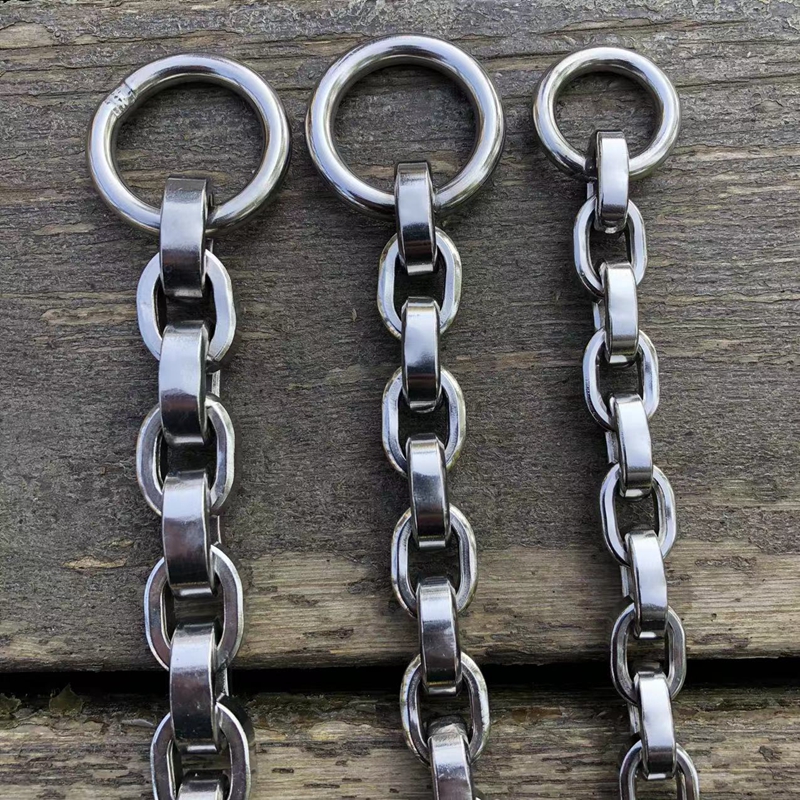 6-7-8毫米粗平面不锈钢脖链大型犬猛犬P链304钢狗狗脖套