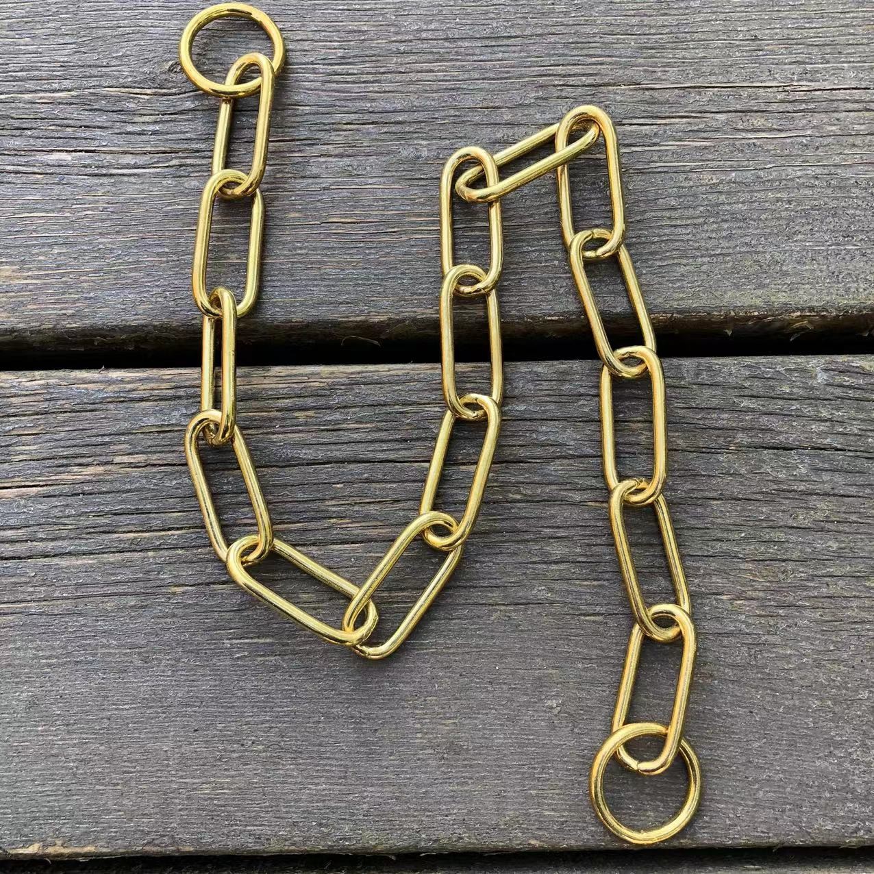 黄铜材质脖链遛狗P链马犬杜宾德牧中大型犬脖圈金色大方目项圈