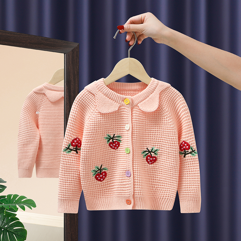 女童针织衫毛衣开衫春秋装女宝宝小童儿童外套洋气女孩上衣潮