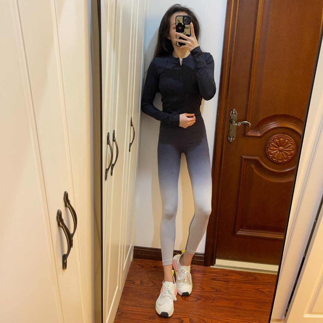 渐变色提臀瑜伽女高腰紧身运动弹力速干瑜伽裤紧身裤显瘦时尚外穿
