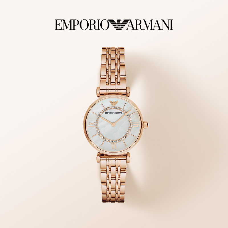Emporio Armani/安普里奥·阿玛尼手表女轻奢摩天轮玫瑰金表AR1909