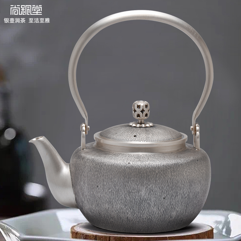 水榭梅花 手工錾刻999足银壶