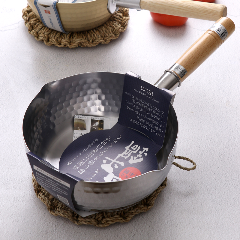 日本进口吉川不锈钢雪平锅热奶锅汤锅小锅泡面锅煮锅无涂层电磁炉