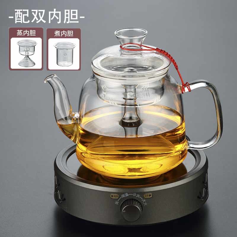 电陶炉煮茶器白茶全玻璃自动家用蒸茶壶耐高温烧水壶套装加厚茶具
