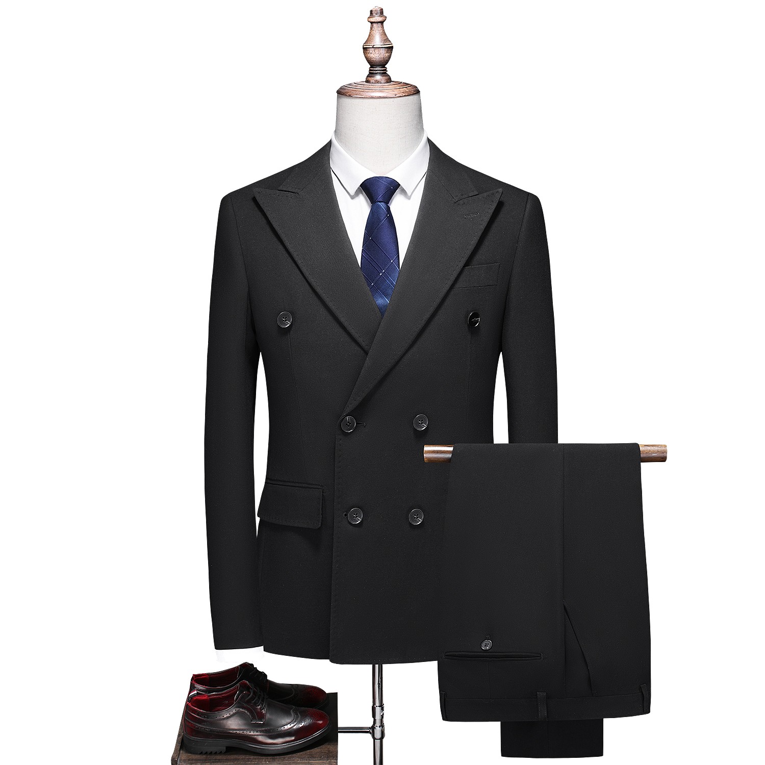 结婚男士西服套装时尚韩版修身婚礼聚会休闲质感高级黑西装2203