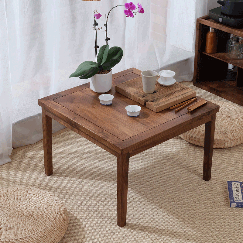 有枝北美黑胡桃木小方桌原木方几榻榻米小茶几实木炕桌阳台咖啡桌