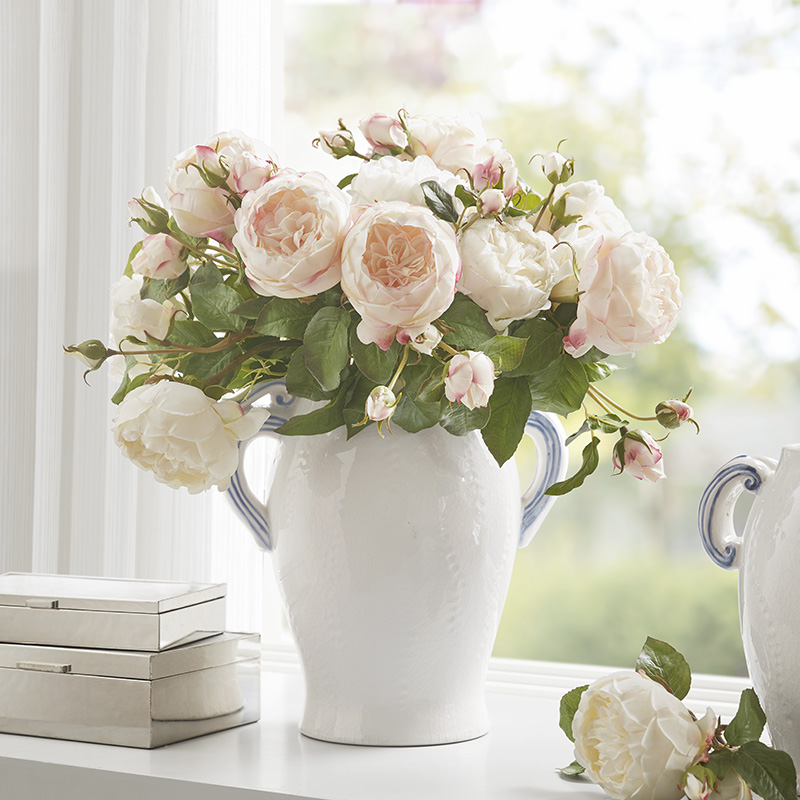 HARBORHOUSE三杈英国仿真玫瑰花绢花美式风格客厅装饰品（直播间）