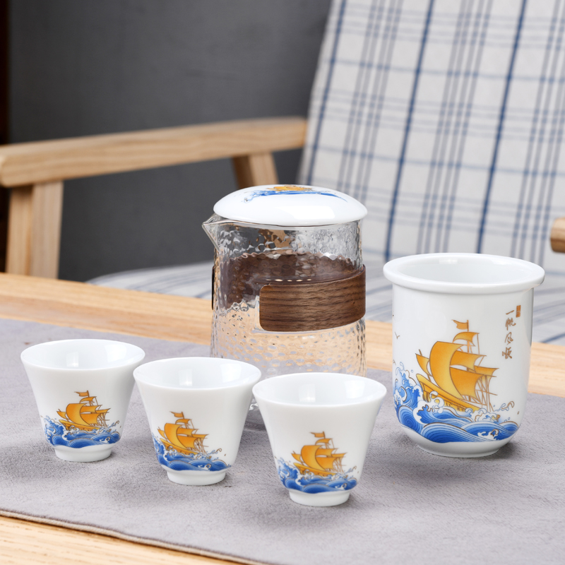 羊脂玉家用 办公 便携一壶三杯旅行茶具