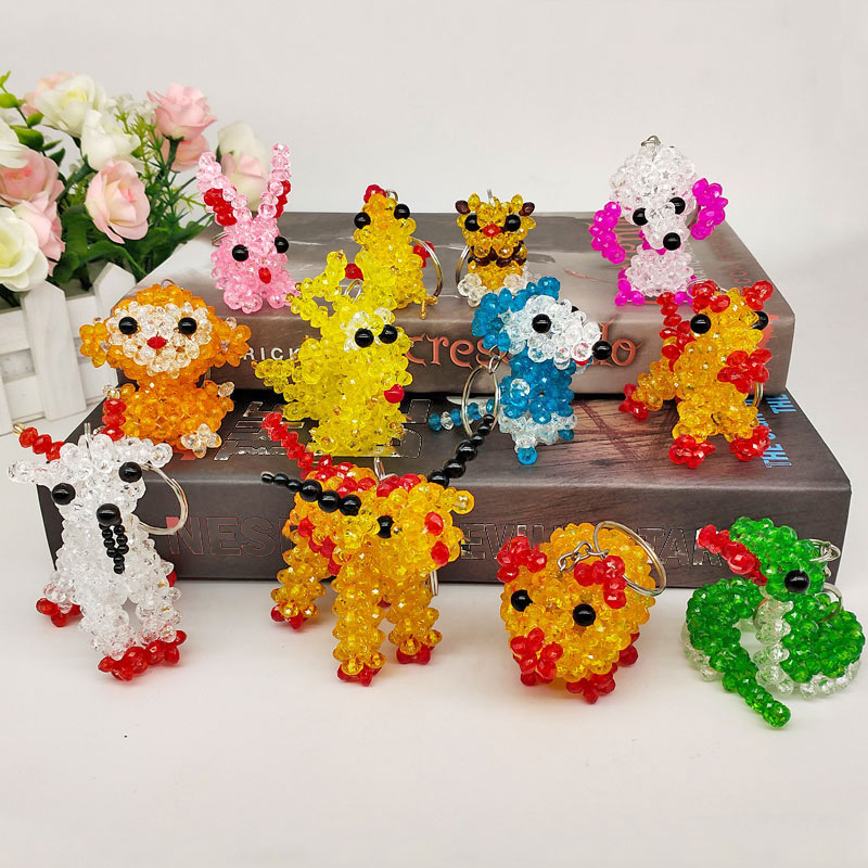 手工串珠十二生肖挂件钥匙扣成品鼠牛兔年吉祥物挂饰品系列制作