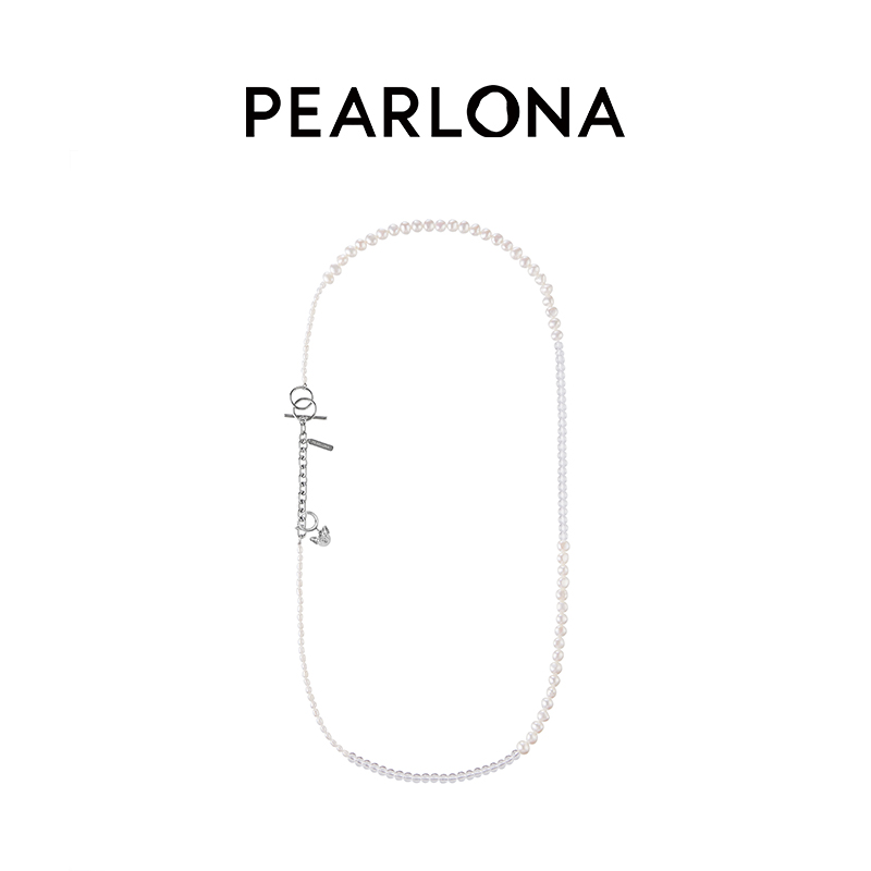 不锈钢项链 PEARLONA小猫头挂坠项链巴洛克透明拼接装饰链
