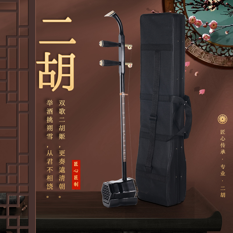 普及二胡乐器厂家直销成人儿童通用初学者入门学生色木二胡全套