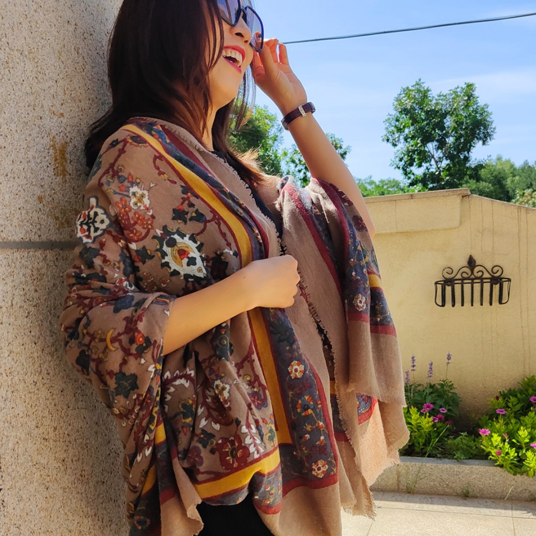 水煮羊毛菩提梵花加大加宽秋冬保暖围巾大披肩民族风披毯