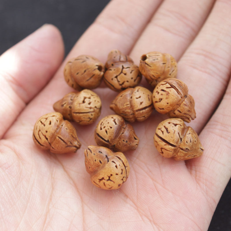 桃枭核雕葫芦野生桃胡纯手工木质雕刻饰品配件儿童桃核福禄吊坠