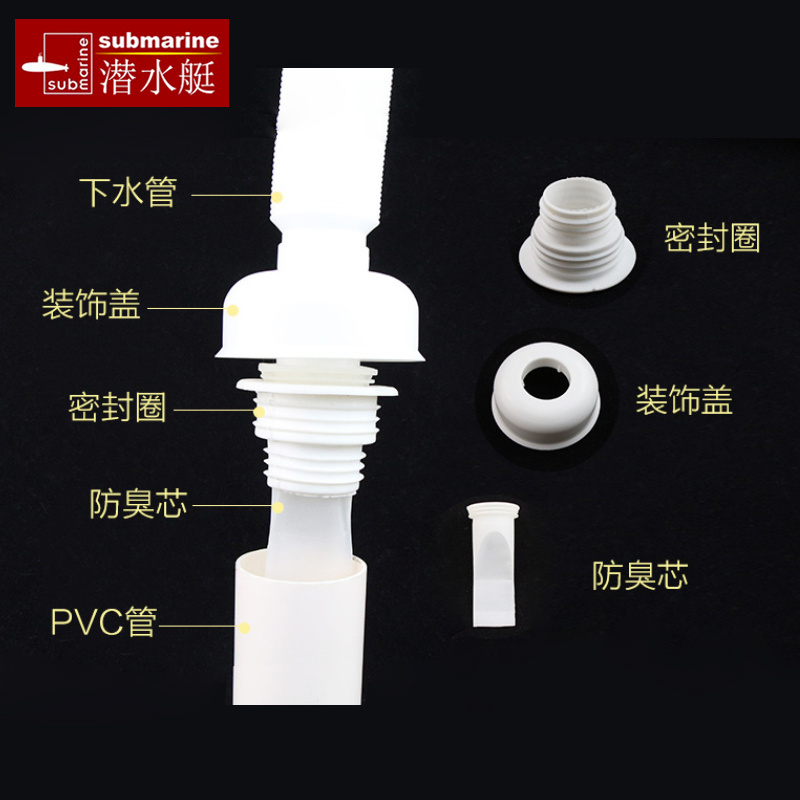 潜水艇面盆下水管防臭密封圈5040洗衣机排水管密封塞下水道防臭