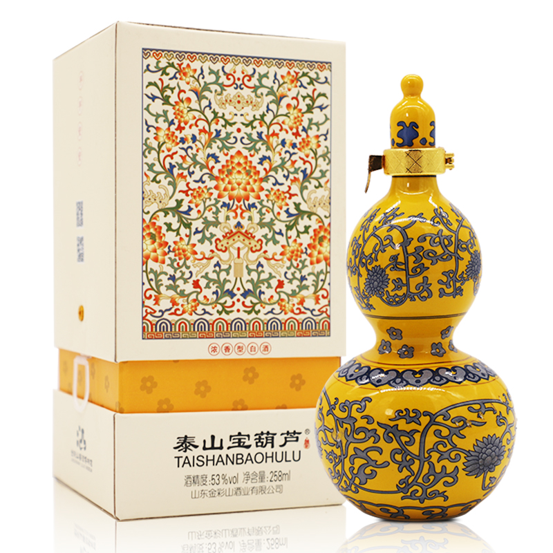 彩山泰山宝葫芦*1瓶【福星高照】内置手提袋/送礼/纯粮53度258ml