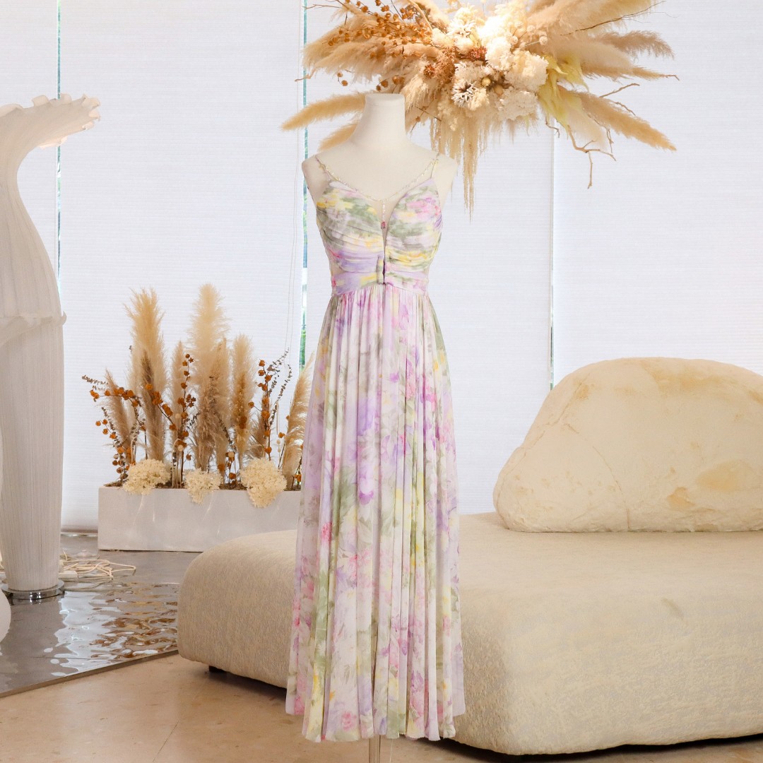 【高高甄选】YINGCHOI寻梦京都真丝乔其吊带连衣裙气质30116