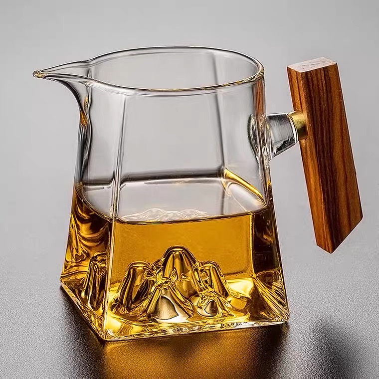 观山公道杯 耐热玻璃雪山公道杯加厚可明火赠茶漏