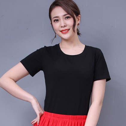 新款女士跳广场舞上衣高档显瘦单件短袖T恤正宗舞蹈服装洋气S2096
