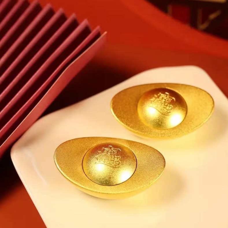 康娆【康娆】黄铜·磨砂·工艺旋转元宝创意手把件实心金色高档摆件