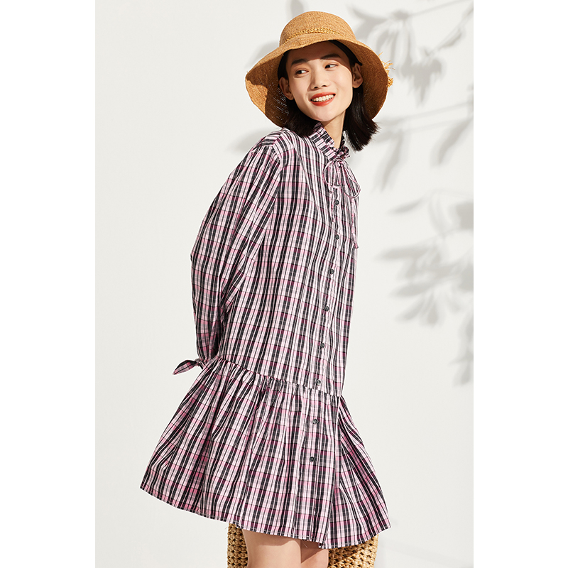 商场同款飞鸟和新酒 长袖连衣裙女秋装直筒宽松休闲裙子FZ1101823