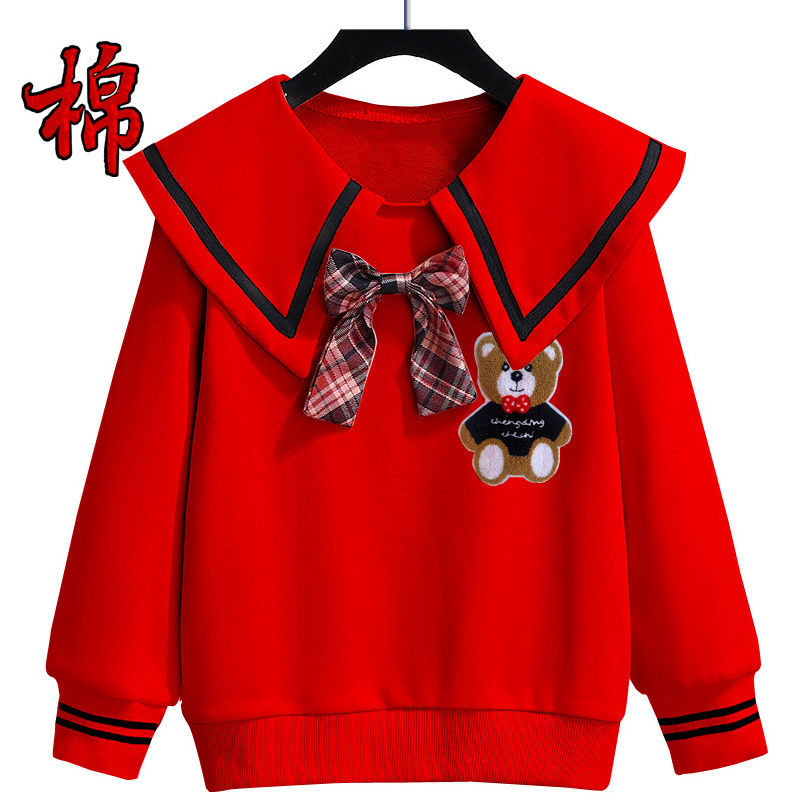 旗舰品质女童卫衣春夏装2022新款网红衣服洋气学院风海军领中大