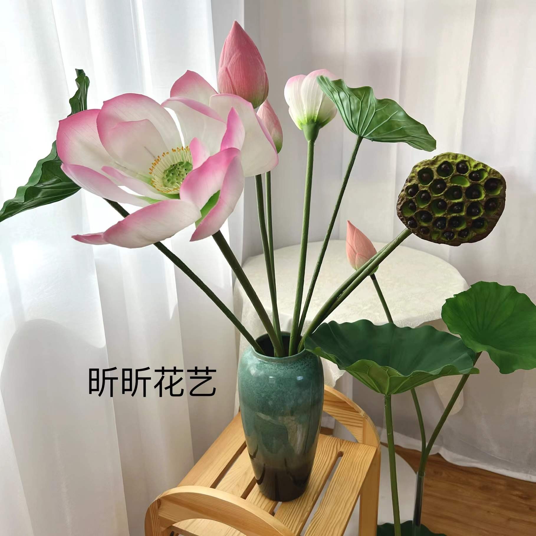 【昕昕花艺】高档仿真手感荷花莲蓬荷叶莲花水池装饰拍照道具大号