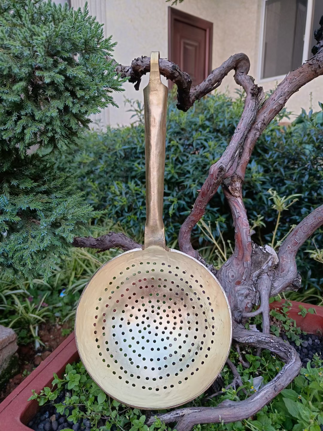 精品加厚纯黄铜纯手工一体铜漏瓢