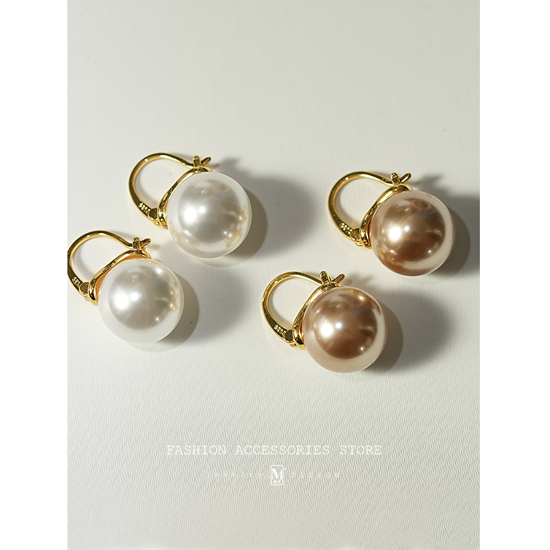 铜合金仿珍珠耳饰 法式简约耳扣式耳环仿珍珠耳饰 百搭时尚经典款