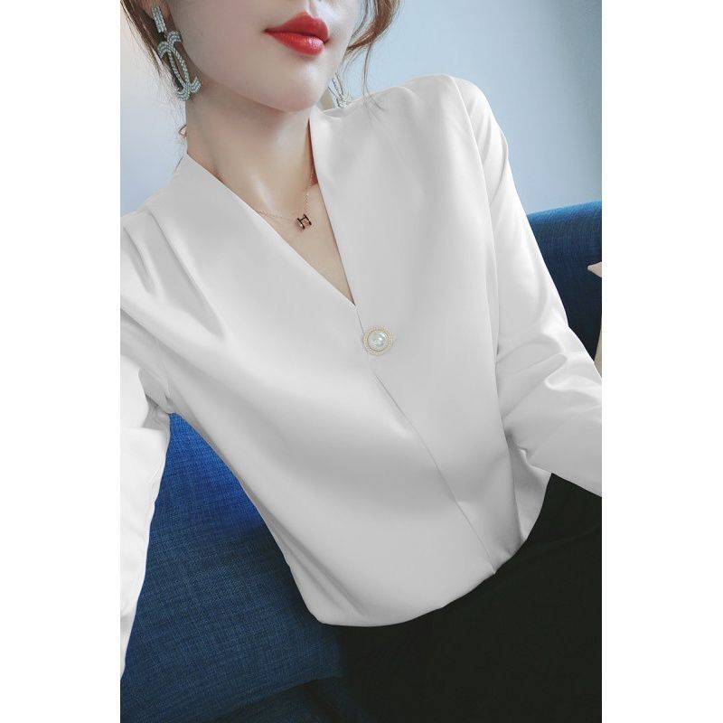 9292春秋季新款女士衬衫时尚洋气质小众长袖衬衣