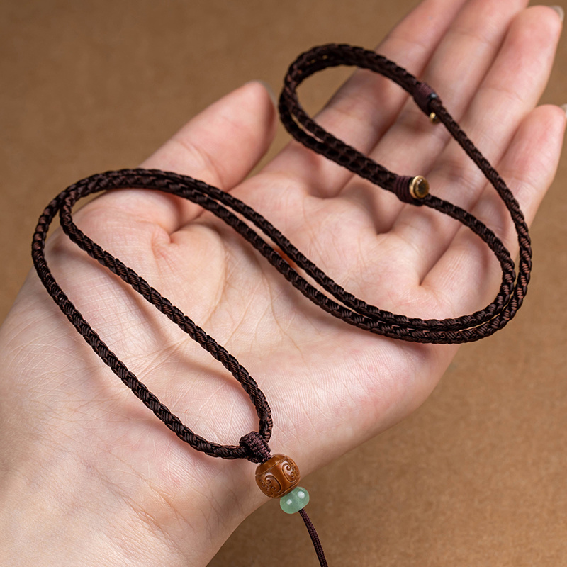 3毫米情侣祥云珠手工编织简约男女挂件项链女士男手工编织玉佛挂