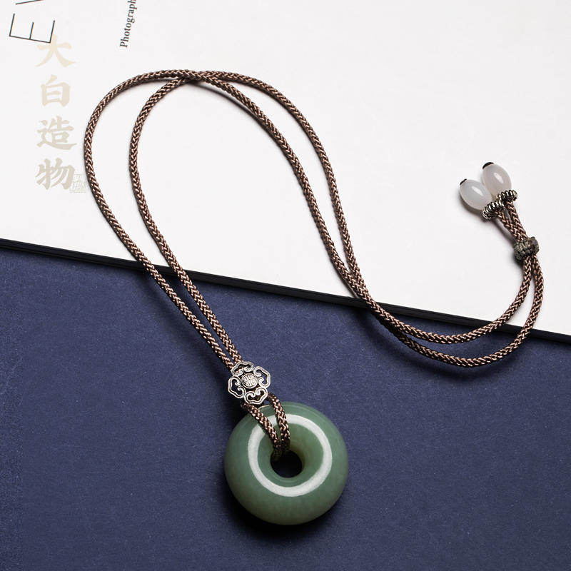 细软手工编织福佛公玉佛百搭复古平安扣高档编织吊坠挂绳