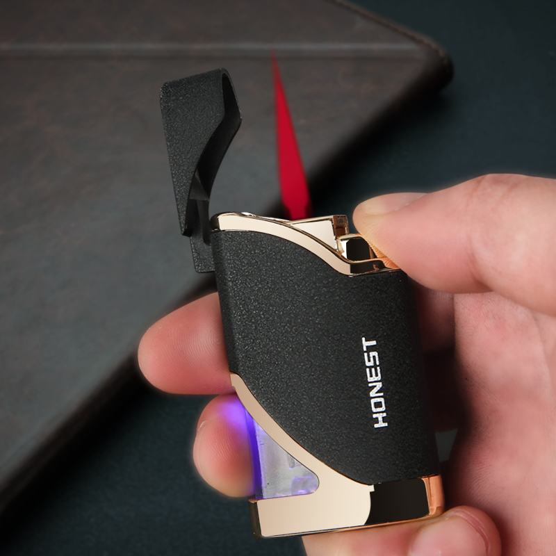 百诚防风打火机充气创意超薄金属直冲打火机雪茄点烟创意防风火柴