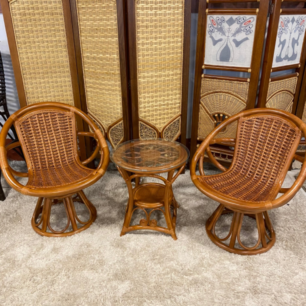 天然藤条手工制作，单拼休闲转椅