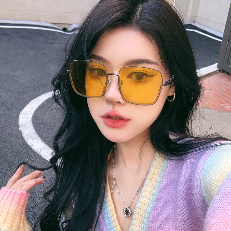 韩版潮女复古超大框金属超轻圆脸显瘦网红墨镜高级感ins太阳眼镜