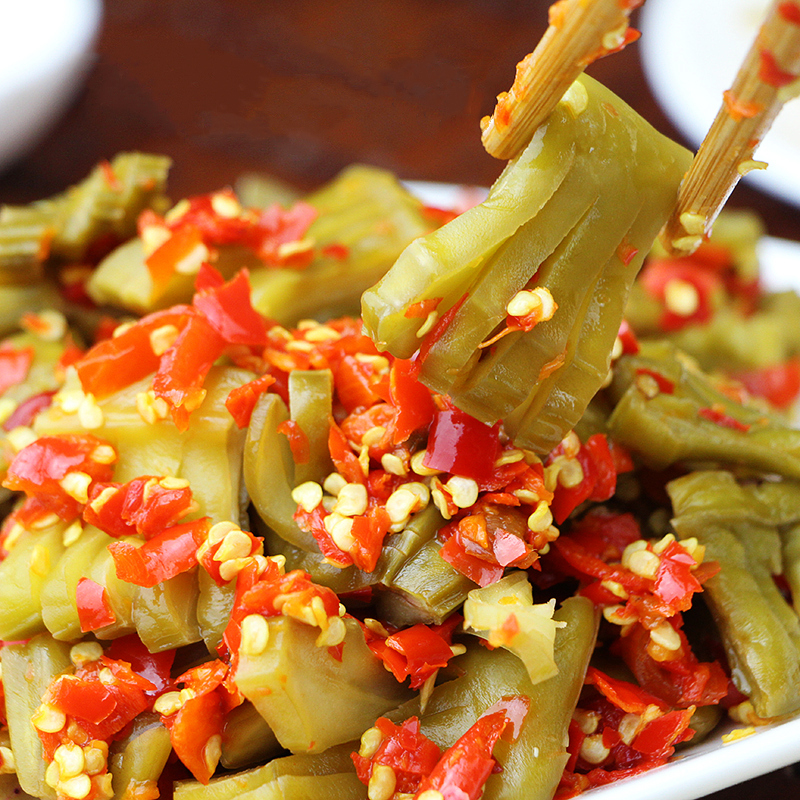湖南手工酸辣刀豆400-800克瓶装下饭腌制散装