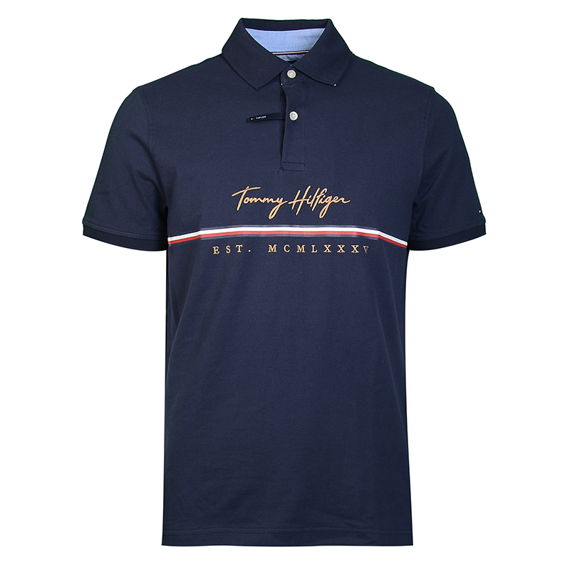 TOMMY HILFIGER汤米希尔费格男士刺绣字母标志短袖POLO衫时尚半袖