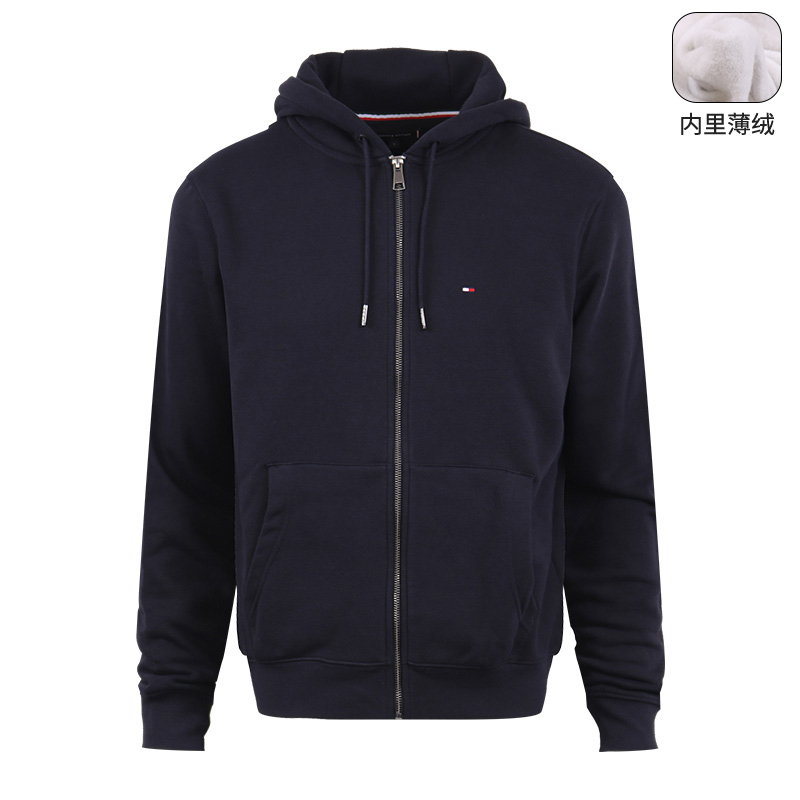 【清仓】TOMMY HILFIGER汤米希尔费格男抓绒连帽拉链卫衣薄绒外套