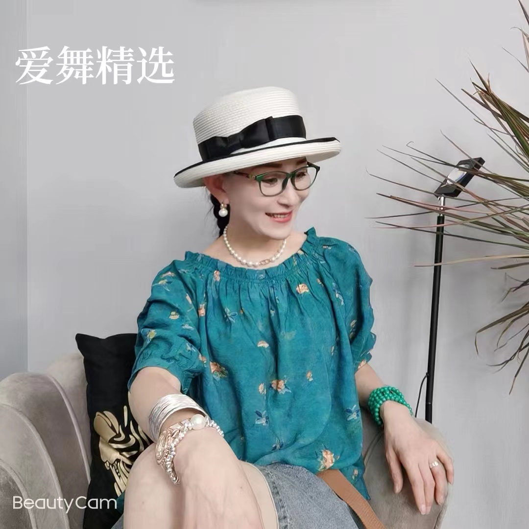 爱舞服饰 碎花上衣小衫露肩   8181#