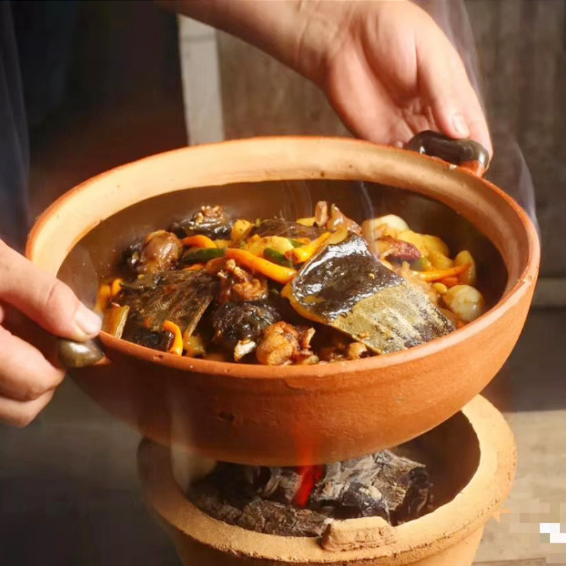 传统老式砂锅浅锅粗陶土砂锅炖锅火锅特大容量餐馆饭店农家菜商用