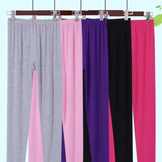 女士薄款莫代尔加肥修身春秋宽松线裤衬裤打底高腰弹力加大码长裤